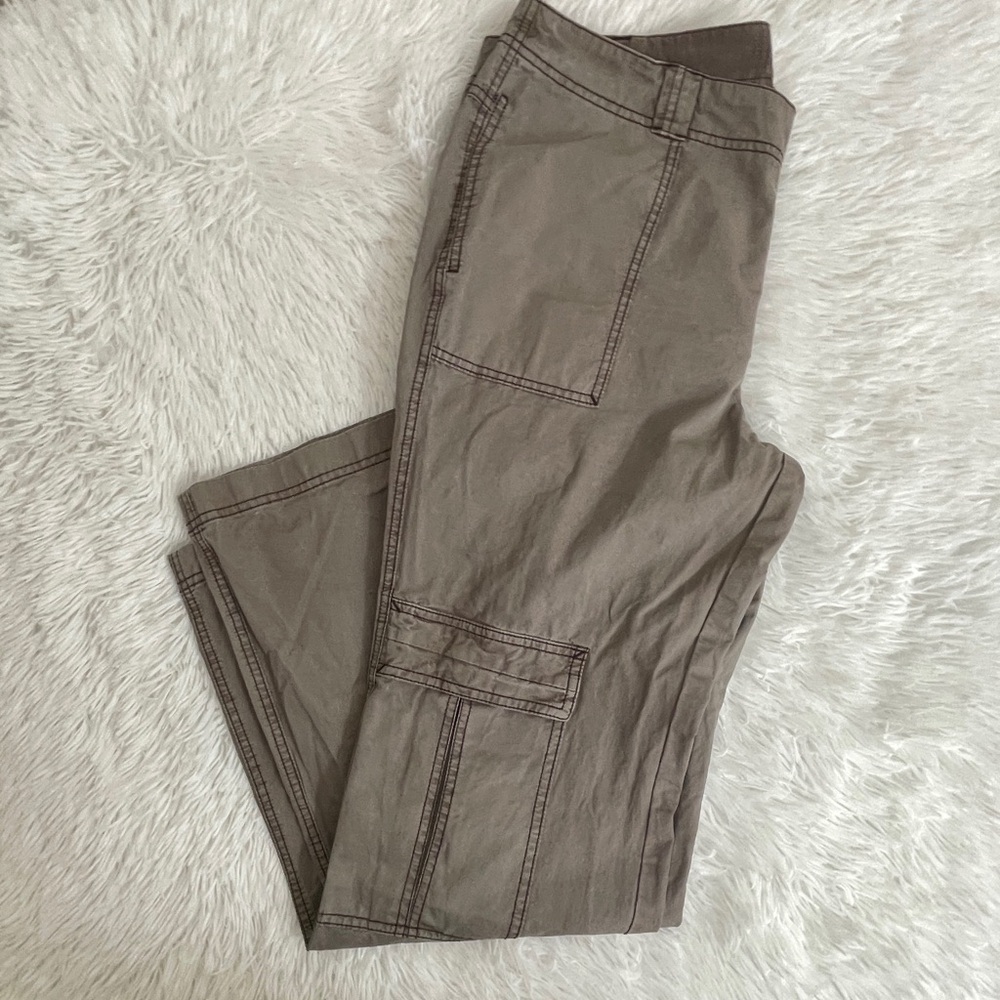 Free People The Thing Is Low-Rise Utility Pants Size 12 Wild Truffle Gray/Green - Picture 5 of 11